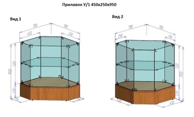 Прилавок У/1 450х250х950, 1 полка, закрытый доступ, подиум h=250mm