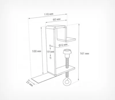  Струбцина с горизонтальным держателем и отгибом CLAMP HOLDER-H-L